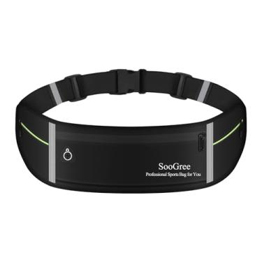 Imagem de SooGree Cinto de corrida fino para mulheres e homens, pochete refletiva para corrida, com zíper, impermeável, para corrida, para celular, dinheiro, GSP8806 Preto, Esportivo
