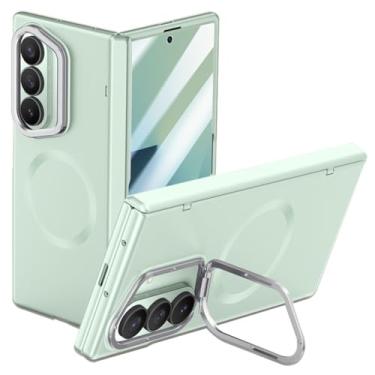 Imagem de LTLMYDAM Capa elegante para Samsung Galaxy Z Fold 7, protetor de tela frontal com dobradiça automática, capa de metal com função de suporte para câmera, verde, dobra 7