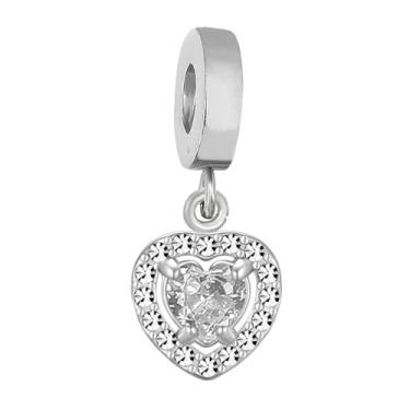 Imagem de BlingNuts Pingente de coração com pedra do mês de nascimento para amigos, dia das mães, pingente de coração de cristal branco compatível com pulseiras Pandora Charms