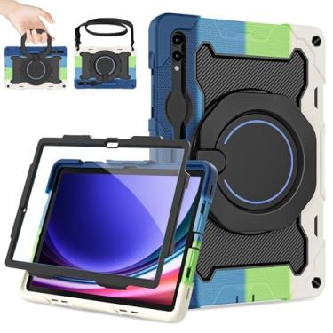 Imagem de ROISKIN Capa para Samsung Galaxy Tab S10+/S9 FE+/S9+ Plus 12,4 polegadas 2023, capa protetora resistente à prova de choque com protetor de tela, suporte, alça, alça de ombro e suporte para caneta