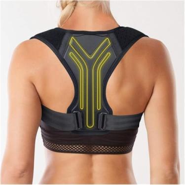 Imagem de Corretor De Postura Cinta Lombar Ajustável Cinta De Postura Para Parte Superior Das Costas Ombro Treinador De Alívio Da Dor Nas Costas Suporte De Espartilho De Coluna, Violet, L