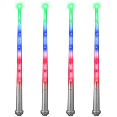 Imagem de Sumind 4 Pieces Light up Wand Light Sound Toy Wizard Wands, Magic Illuminating Wand, Costume Accessory for Halloween Party Cosplay(Clear Silver)