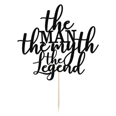 Imagem de Sleyberoy Black Glitter The Man The Myth The Legend Cake Toppers - Father's Day Gifts,Happy Birthday Party For Dad, Father's Day Party, Men's Retirement Farewell Party Cake Decorating Supplies