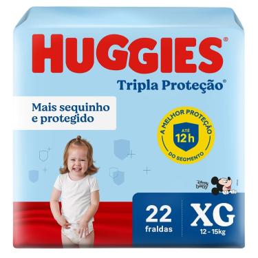 Imagem de Fralda Huggies Tripla Proteção Tamanho XG Pacote Jumbo 22 Unidades Descartáveis