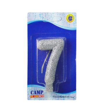 Imagem de Vela De Aniversario Numero 7 Prata Glitter 7Cm