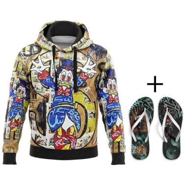 Imagem de Kit Combo Moletom De Quebrada Tio Patinhas Cifrão + Chinelo - 3F Sport