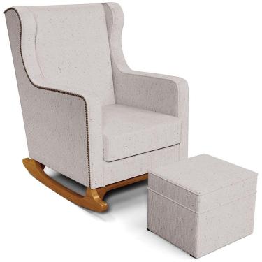 Imagem de Poltrona de Amamentação com Balanço e Puff Mavie L02 Linho Bege - Lyam Decor