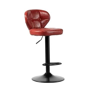 Imagem de GRFIT Cadeira de bar cadeira de bar elevável (63-83 cm) moderna simples couro PU encosto cadeira de bar pode girar banco alto bancos de bar ajustáveis (cor: G)