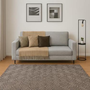 Imagem de Tapete Jacquard 2,00 m x 1,40 m Antiderrapante Geométrico Sala Escritório Quarto Decoração (LISBOA)