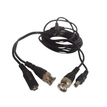 Imagem de Cabo bnc macho + p4 2,1 + jack j4 cftv 2,1mm 5m kit 5 cabos - TEBERA  