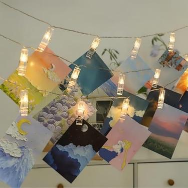 Imagem de 1 peça de cordão de luz LED estrela clipe de foto luzes de corda mercado noturno tenda acampamento atmosfera lâmpada decoração de proposta (sem pilhas incluídas), A