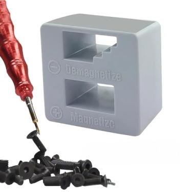Imagem de 1 pacote com desmagnetizador para pontas de chave de fenda, parafusos, brocas - faz ferramentas magnéticas - cinza