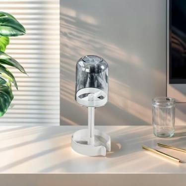 Imagem de Conjunto de armazenamento de escova de dentes e pasta de dente à prova de poeira, organizador de copos de enxaguante bucal de banheiro de plástico com base lavável (azul)