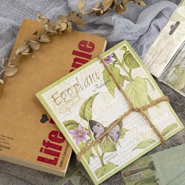 Imagem de Conjunto de papel adesivo de plantas vintage com 15 folhas, pacote de suprimentos para scrapbook para Diário de lixo, planejadores, adesivos de papel botânico, kits de artesanato, álbum de colagem de