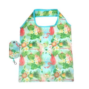 Imagem de Sacolas de compras reutilizáveis para mulheres, sacolas de compras de poliéster dobráveis extragrandes resistentes laváveis na máquina reutilizáveis para armazenamento de viagem, uso diário, folhas de