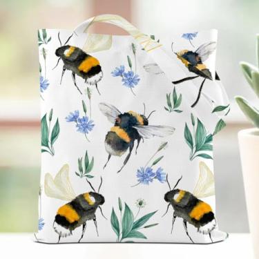 Imagem de Sacola de flores vintage limão para presente de frutas fofas lona compras viagem praia bolsa para mulheres reutilizável sacos de mercearia, Lcs Multicolor 1268