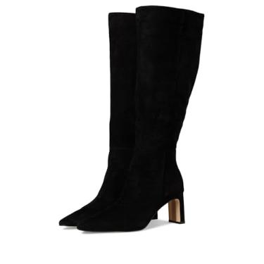 Imagem de Sam Edelman Bota de cano alto feminina Sylvia, Panturrilha larga de camurça preta, 38