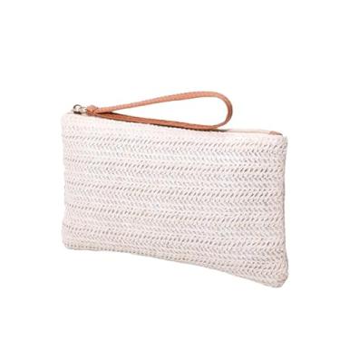 Imagem de Bolsa longa de palha de tecido – versátil, portátil para uso diário e viagens, Bege