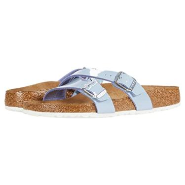 Imagem de Birkenstock Sand lia feminina de couro Yao, Patente Dove Blue, 8-8.5 Narrow