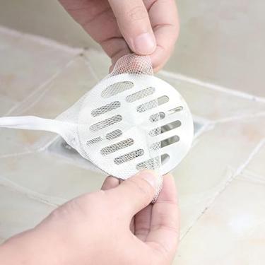Imagem de Pacote com 100 filtros de drenagem descartáveis, coletor de cabelo e detritos para banheiro, cozinha e ralos de vaso sanitário, protetor de ralo fácil de usar