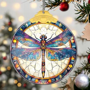 Imagem de Enfeites de Natal para pendurar em cristal de libélula, enfeites de árvore de Natal feitos à mão, decoração de carro e casa - presentes de Natal, decoração de artesanato em acrílico, ideias de troca