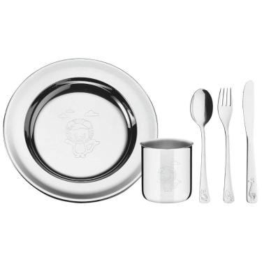 Imagem de Kit Infantil Tramontina para Refeição em Aço Inox 5 Peças Unissex Baby Friends