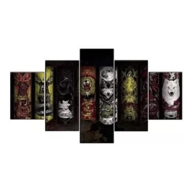 Imagem de Kit quadro decorativo 5 peças 95x60cm Série Game Of Animais