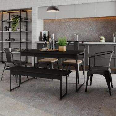 Imagem de Mesa de Jantar com 1 Banco Estilo Industrial TUB - Compace Decor, Pret