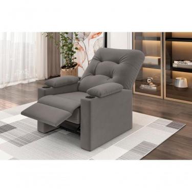 Imagem de Poltrona Columbia Retrátil/reclinável Porta Copos Suede Cinza - Xflex Sofás