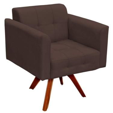 Imagem de Poltrona Sala De Estar Base Madeira Giratória Ana Marrom