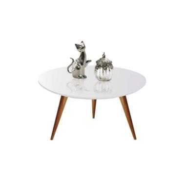 Imagem de Mesa Mesinha De Centro 70cm Laqueado Com Vidro Branco
