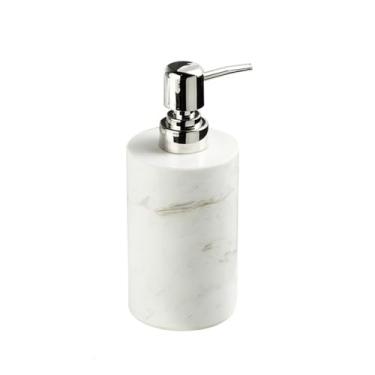 Imagem de Dispensador de sabão Frasco dispensador de loção para bancada, shampoo mármore, desinfetante para as mãos, 4, oz/130 ml(Branco)