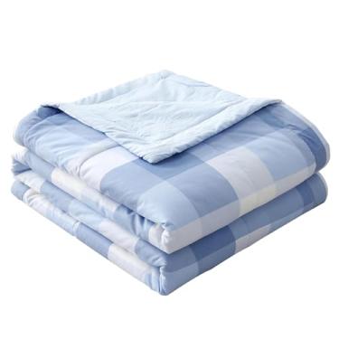 Imagem de Cobertor de cama de algodão refrescante, edredom térmico, dupla face, efeito frio, cobertor de fibra macia, reversível, colcha macia para o verão, ar-condicionado, colcha