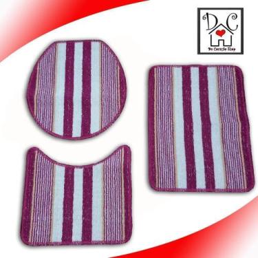 Imagem de Tapete De Banheiro Kit 3 Pecas Antiderra Belo Kit Vinho - De Coração S