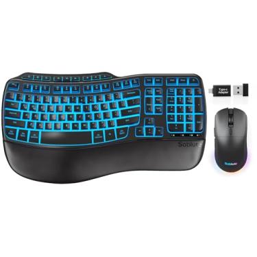 Imagem de Combo ergonômico de teclado e mouse sem fio