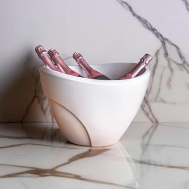 Imagem de Champanheira 13L para 4 Garrafas, Balde de Gelo com Parede Dupla Térmica, Branca – Festas, Eventos e Churrascos