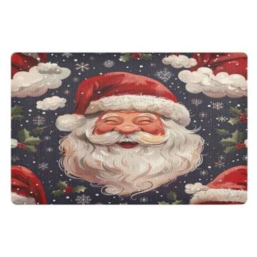 Imagem de SEHANY Tapete de porta de inverno Papai Noel Natal para todos os climas, impermeável, secagem rápida, bem-vindo, tapete de entrada antiderrapante, tapete decorativo de poliéster para entrada, varanda
