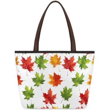 Imagem de Bolsa grande para mulheres, folhas de bordo, outono, colorido, para trabalho, com zíper, reutilizável, bolsa de mão, casual, para viagem, trabalho, férias, praia, compras, presentes