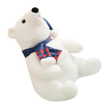 Imagem de Urso Polar De Pelúcia | Brinquedo De Natal Adorável De Animal De Peluche | Urso Polar Macio E Confortável Com Cachecol - Para Crianças E Mulheres, Para Quarto, Sofá, Sala De Estar, Casa,