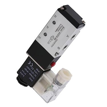 Imagem de ZJchao Válvula Solenóide Pneumática de 2 Posições e 5 Vias, Válvula Solenóide de Liga de Alumínio Durável para Controle de Fluido de Nitrogênio de Ar, Aplicações de Automação (4V210-08-AC220V)