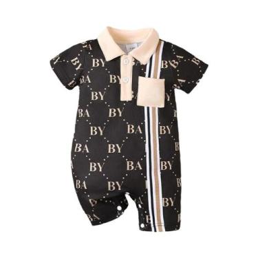 Imagem de Macacão De Verão Para Bebê Menino Recém-Nascido Com Manga Curta, Gola 