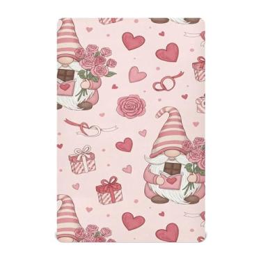 Imagem de Burbuja Lençol de berço de gnomos dos namorados para meninos e meninas, lençol com elástico 71 x 132 cm para colchões de berço padrão e infantil, macio e respirável