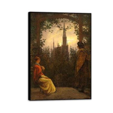 Imagem de The Gazebo por Caspar David Friedrich Impressões em tela Well Decor The World Classic Art Reproduções de arte grande giclée arte de parede para sala de estar decoração de casa 70 x 50 cm (71.1x50.8 cm