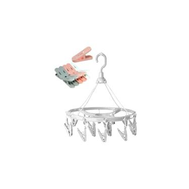 Imagem de Varal Redondo para Roupas Íntimas com 12 Pregadores, Plástico e Aço, 28x28cm, Suporta até 2kg, Cores Sortidas