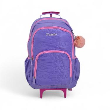 Imagem de Mochila Colorida Grande Feminina Juvenil Rodinha Lilas