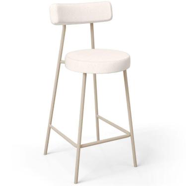 Imagem de Banqueta Baixa Cozinha Sala Jantar Bancada Milão Arena L02 Linho Cru - Lyam Decor