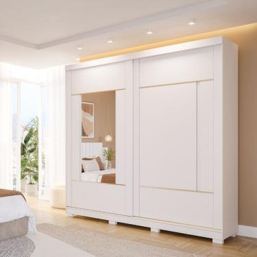 Imagem de Guarda Roupa Casal com Espelho 2 Portas de Correr e P?s Em MDF Olivia Panan