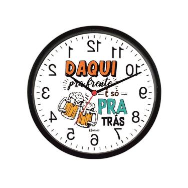 Imagem de Relógio De Parede Herweg Ref: 660149-034 Preto Cerveja Horário Maluco