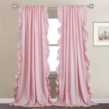 Imagem de Cortinas StangH Blush Pink Satin Ruffle 213x132cm 2 painéis