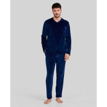Imagem de Pijama Veludo Liso - Lohe, Azul marinho, M